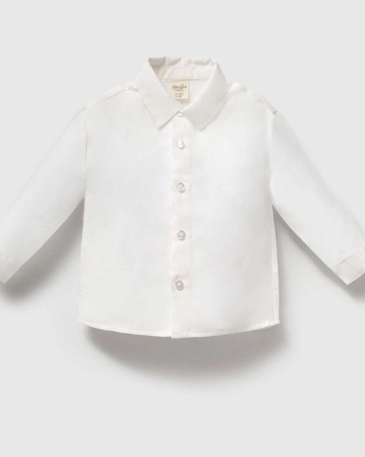 White long-sleeve baby boy shirt included with the brown waistcoat suit