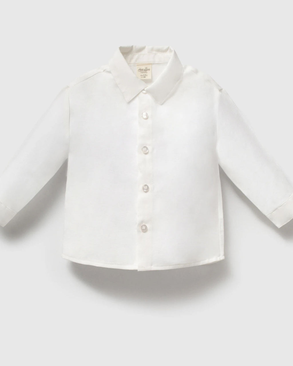 White long-sleeve baby boy shirt included with the grey waistcoat suit