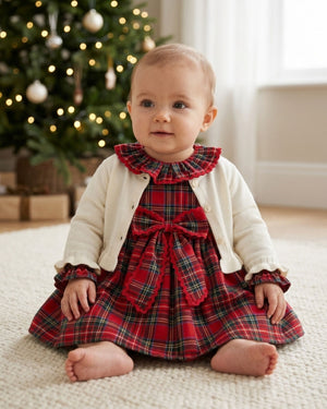 Baby Girl Cream Knit Cardigan with Frill Hem