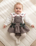 Baby Girl Pinstripe Pinafore Romper & Embroidered Collar Blouse
