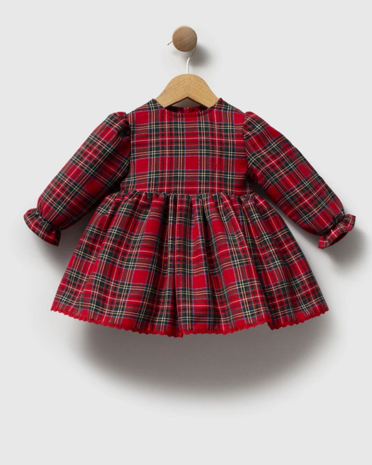 Baby Girl Knitted Hooded Cape & Tartan Dress Set