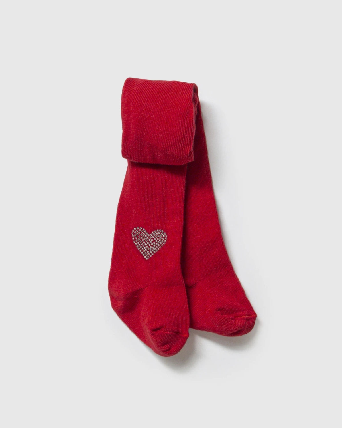 Red sparkle heart tights styled with a red tartan baby dress