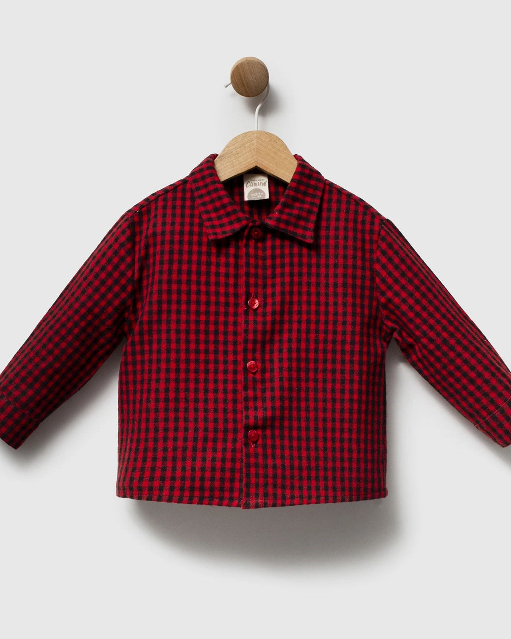 Baby boy shirt with tartan collar and cuffs